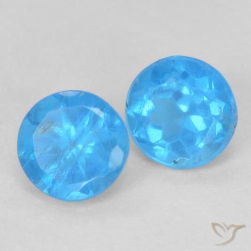 0.38 ctw Blue Apatite Stones, Natural Apatite in Round Facet Shape for Sale
