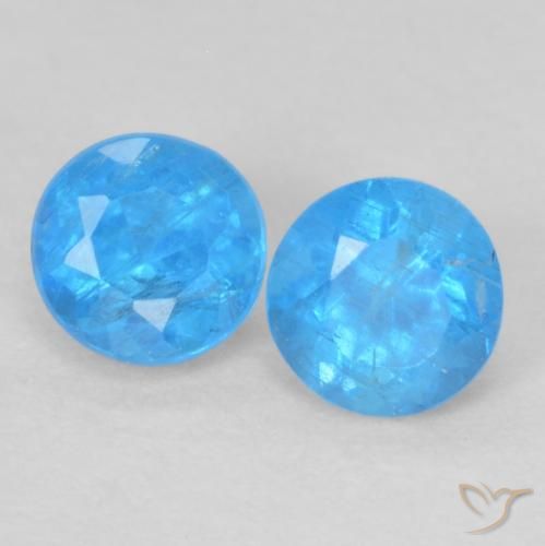 0.38 ct Blue Apatite, 3.4 mm Round Cut From Madagascar, Photo A