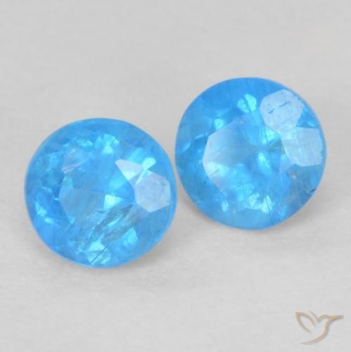 0.38 ctw Blue Apatite Stones, Natural Apatite in Round Facet Shape for Sale