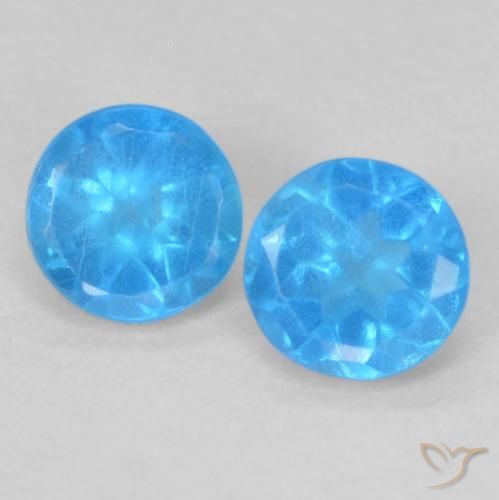 0.37 ct Blue Apatite, 3.5 mm Round Cut From Madagascar, Photo A