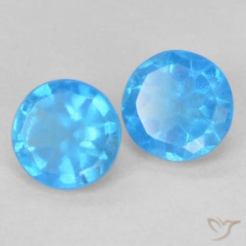 0.37 ctw Blue Apatite Stones, Natural Apatite in Round Facet Shape for Sale