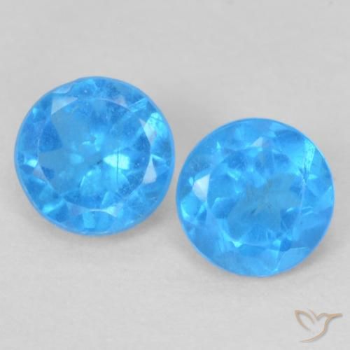 0.4 ct Blue Apatite, 3.6 mm Round Cut From Madagascar, Photo A