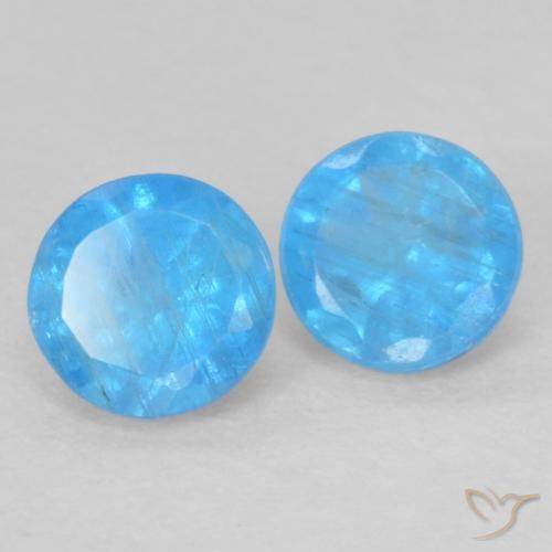 0.39 ctw Blue Apatite Stones, Natural Apatite in Round Facet Shape for Sale