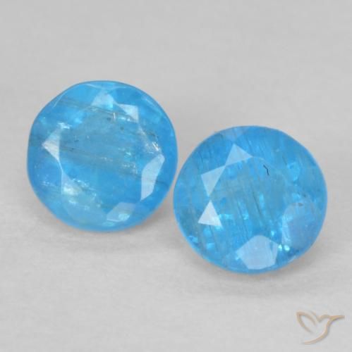0.38 ct Blue Apatite, 3.5 mm Round Cut From Madagascar, Photo A
