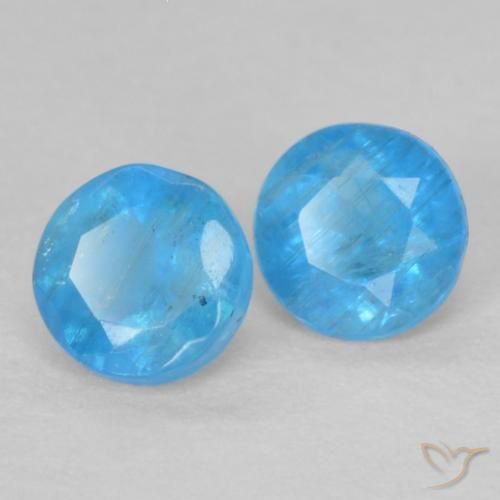 0.38 ctw Blue Apatite Stones, Natural Apatite in Round Facet Shape for Sale