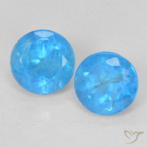 0.4 ct Blue Apatite, 3.5 mm Round Cut From Madagascar, Photo A