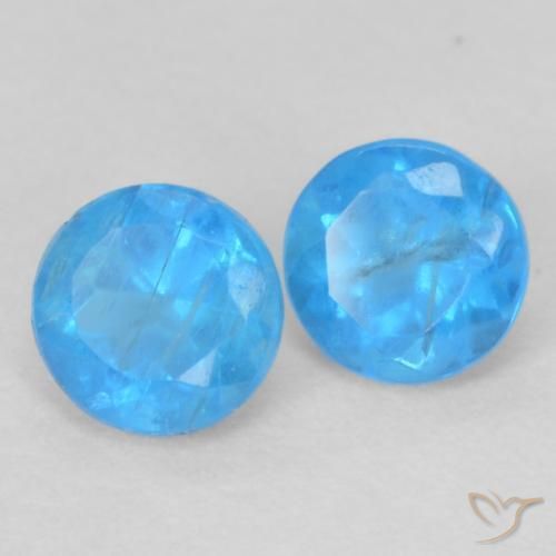 0.40 ctw Blue Apatite Stones, Natural Apatite in Round Facet Shape for Sale