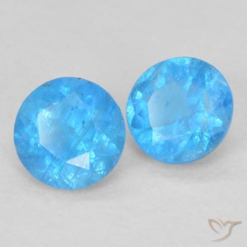 0.36 ctw Blue Apatite Stones, Natural Apatite in Round Facet Shape for Sale
