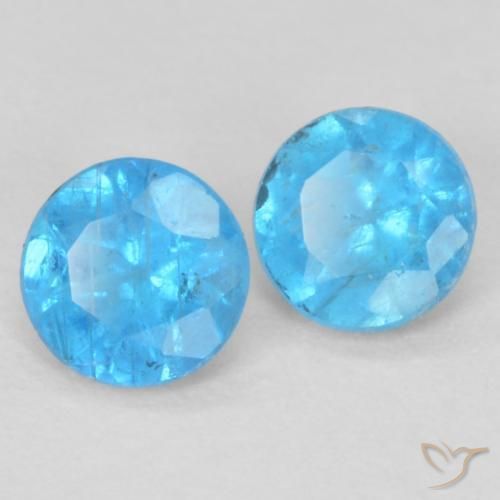 0.33 ctw Blue Apatite Stones, Natural Apatite in Round Facet Shape for Sale
