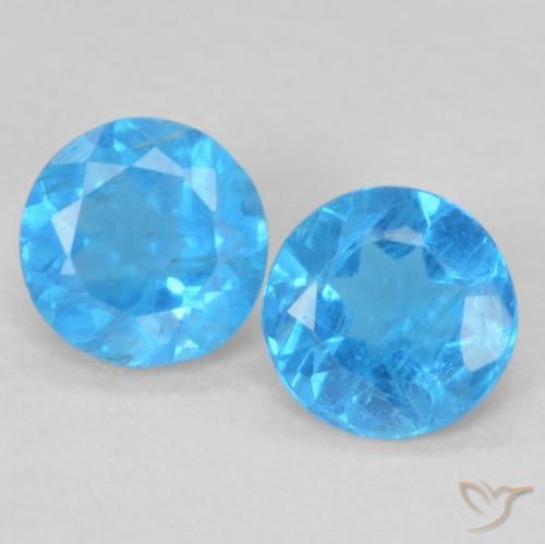 0.38 ct Blue Apatite, 3.6 mm Round Cut From Madagascar, Photo A