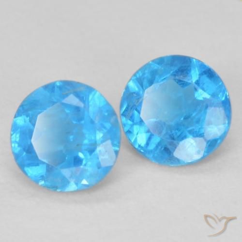 0.38 ctw Blue Apatite Stones, Natural Apatite in Round Facet Shape for Sale