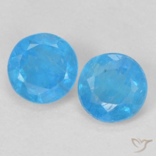 0.37 ct Blue Apatite, 3.5 mm Round Cut From Madagascar, Photo A