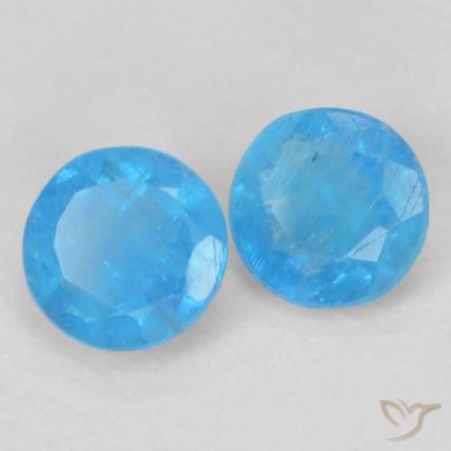 0.37 ctw Blue Apatite Stones, Natural Apatite in Round Facet Shape for Sale