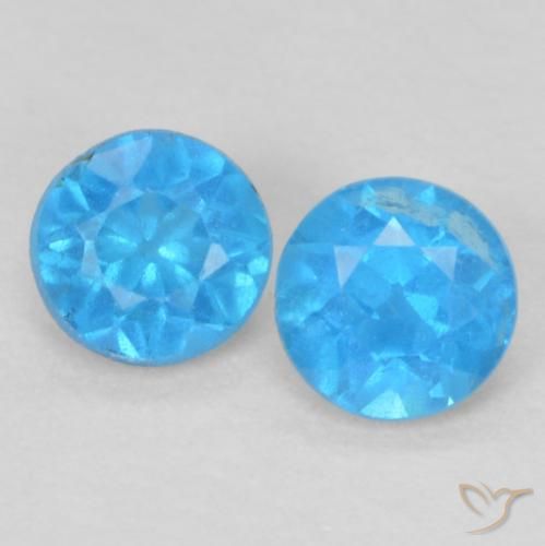 0.36 ct Blue Apatite, 3.5 mm Round Cut From Madagascar, Photo A
