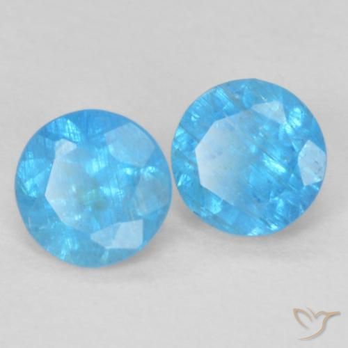 0.38 ctw Blue Apatite Stones, Natural Apatite in Round Facet Shape for Sale
