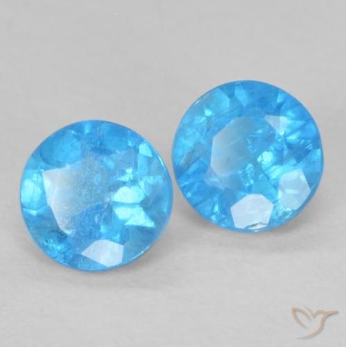0.38 ctw Blue Apatite Stones, Natural Apatite in Round Facet Shape for Sale