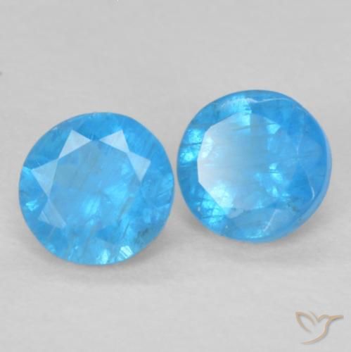 0.35 ctw Blue Apatite Stones, Natural Apatite in Round Facet Shape for Sale