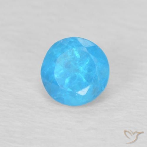 0.24 ct Blue Apatite Stone, Natural Apatite in Round Facet Shape for Sale