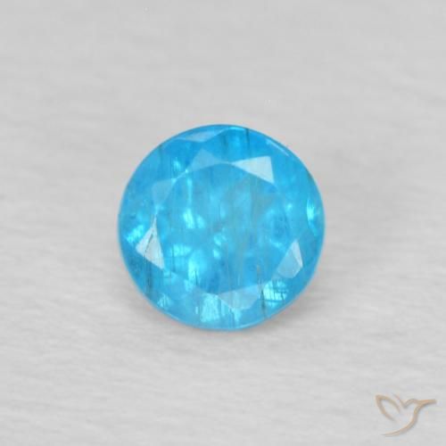 0.22ct Natural Medium Blue Apatite, Round, VS