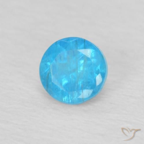 0.22 ct Blue Apatite Stone, Natural Apatite in Round Facet Shape for Sale