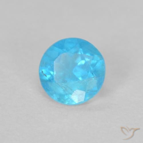 0.16 ct Blue Apatite Stone, Natural Apatite in Round Facet Shape for Sale