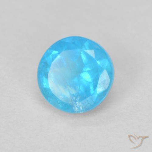 0.21 ct Blue Apatite Stone, Natural Apatite in Round Facet Shape for Sale