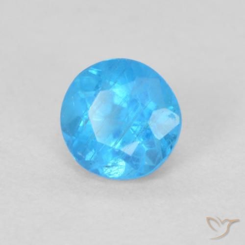 0.21 ct Blue Apatite Stone, Natural Apatite in Round Facet Shape for Sale