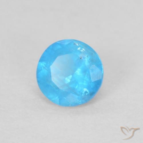 0.19 ct Blue Apatite Stone, Natural Apatite in Round Facet Shape for Sale