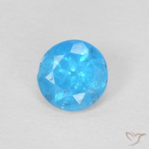 0.16ct Natural Intense Azure Blue Apatite, Round, VS