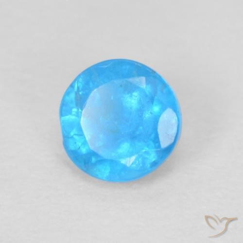 0.22 ct Blue Apatite Stone, Natural Apatite in Round Facet Shape for Sale