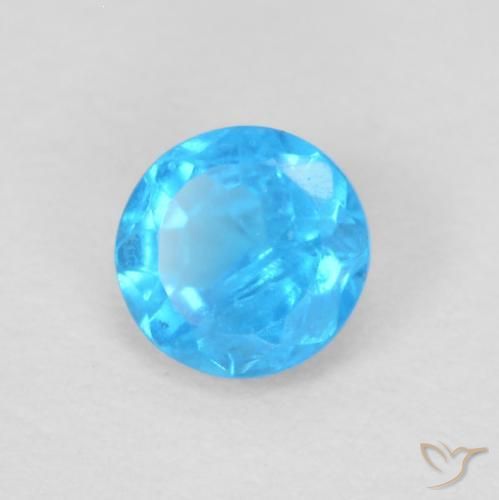 0.20 ct Blue Apatite Stone, Natural Apatite in Round Facet Shape for Sale