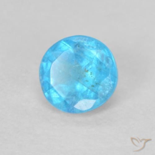 0.19 ct Blue Apatite Stone, Natural Apatite in Round Facet Shape for Sale
