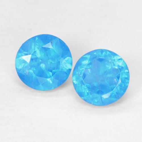 2 pièces assorties Apatite Bleu Tour de taille 3,6mm, poids total de 0,41 ct / moyenne de 0,21 ct chacune, Bleu azur intense avec pureté VS, pierre gemme naturelle , dureté de Mohs 5 à 5, Photo A