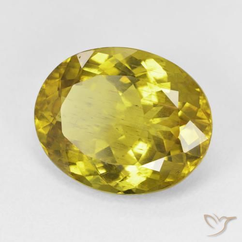 11.23 ct Yellow Apatite Stone, Natural Apatite in Oval Facet Shape for Sale