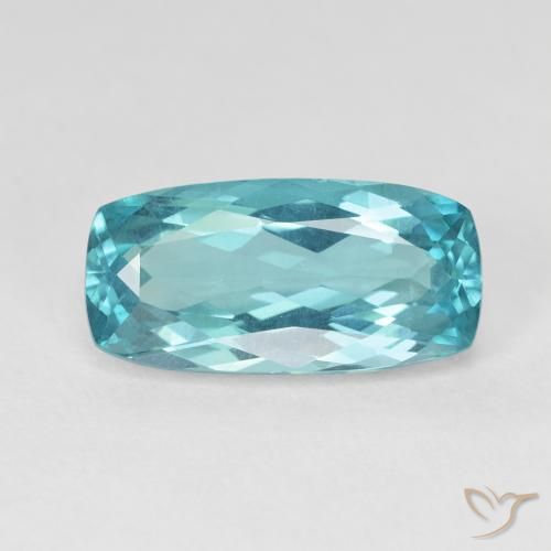 5.63 ct Turquoise Apatite Gemstone, Apatite Gem in Cushion-Cut Shape for Sale.