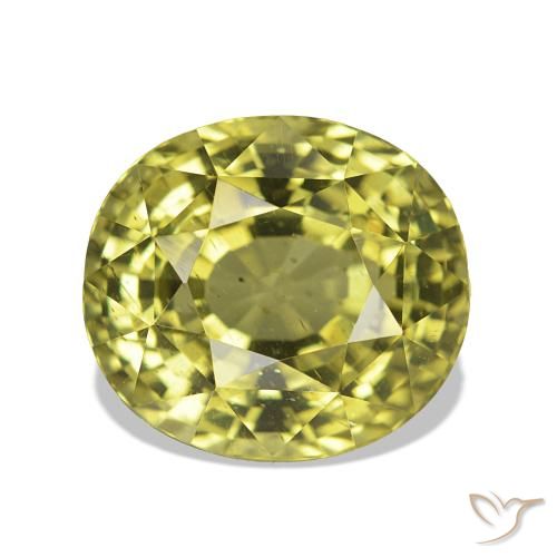 6.24 ct Yellow Apatite Gemstone, Apatite Gem in Oval Facet Shape for Sale.