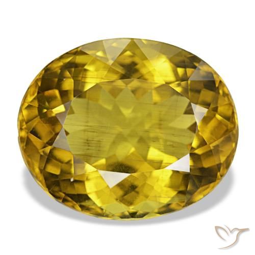 18.73 ct Yellow Apatite Gemstone, Apatite Gem in Oval Facet Shape for Sale.