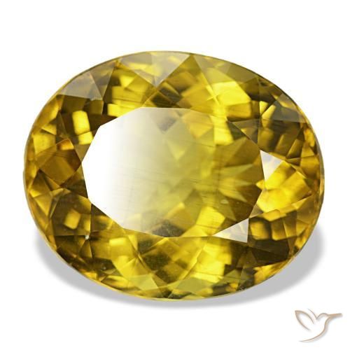18.73 ct Yellow Apatite Stone, Natural Apatite in Oval Facet Shape for Sale