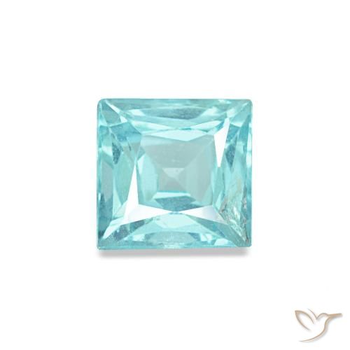 0.59 ct Turquoise Apatite Gemstone, Apatite Gem in Princess-Cut Shape for Sale.