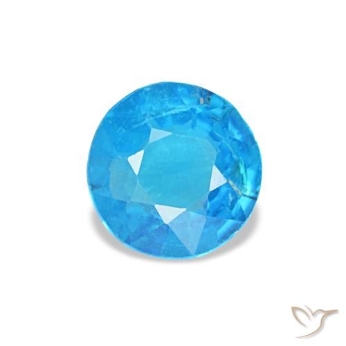 0.37 ct Blue Apatite Gemstone, Apatite Gem in Round Facet Shape for Sale.