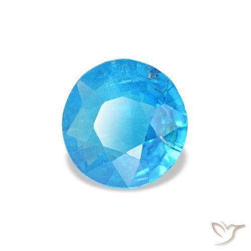 0.37 ct Blue Apatite Stone, Natural Apatite in Round Facet Shape for Sale