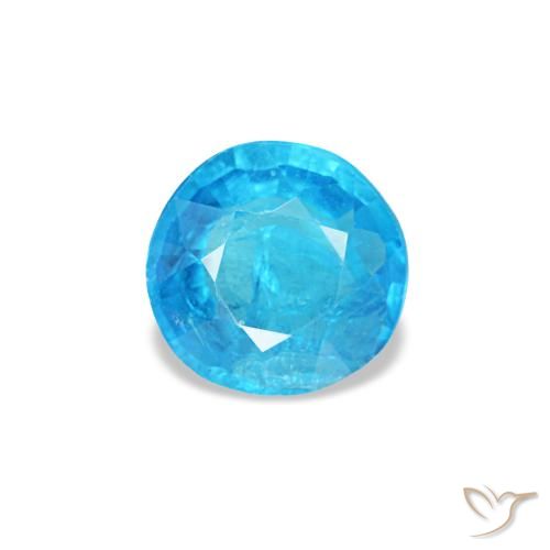 0.33 ct Blue Apatite Gemstone, Apatite Gem in Round Facet Shape for Sale.
