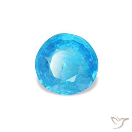 0.33 ct Blue Apatite Stone, Natural Apatite in Round Facet Shape for Sale