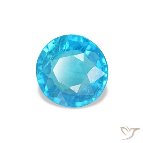 0.41 ct Blue Apatite Stone, Natural Apatite in Round Facet Shape for Sale