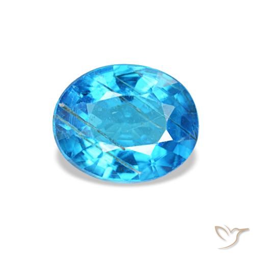 0.44 ct Blue Apatite Gemstone, Apatite Gem in Oval Facet Shape for Sale.
