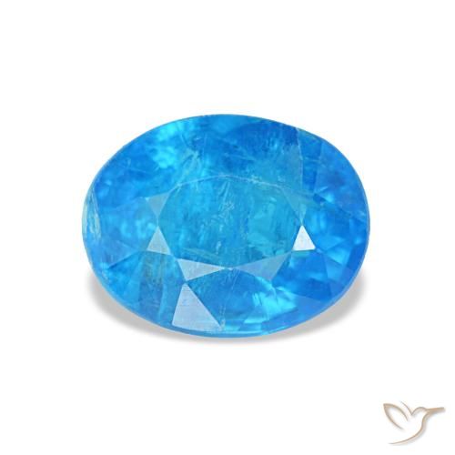 0.92 ct Blue Apatite Gemstone, Apatite Gem in Oval Facet Shape for Sale.
