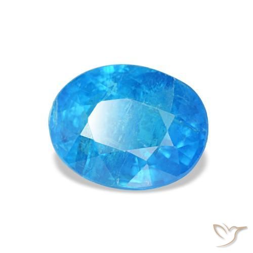 0.92 ct Blue Apatite Stone, Natural Apatite in Oval Facet Shape for Sale