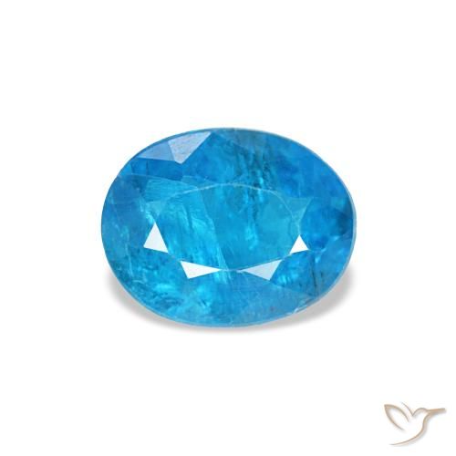 0.51 ct Blue Apatite Gemstone, Apatite Gem in Oval Facet Shape for Sale.