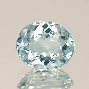 0.76 ct Blue Aquamarine Gemstone, Aquamarine Gem in Oval Facet Shape for Sale.