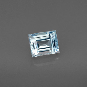 0.86 ct Blue Aquamarine Gemstone, Aquamarine Gem in Baguette Facet Shape for Sale.